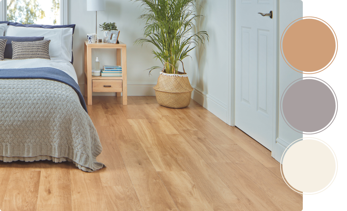 Neutral-toned French Oak SCB85 floors in a bedroom