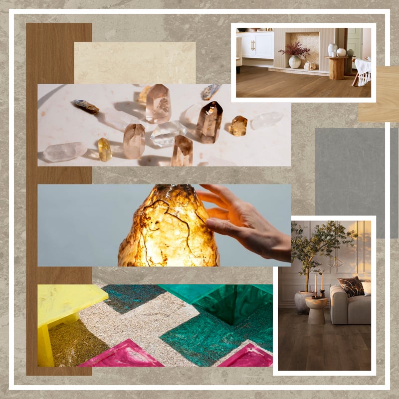 Mood board showing inspiriation for the Karndean design aesthetics - Prana, In CTRL and Mix + Max