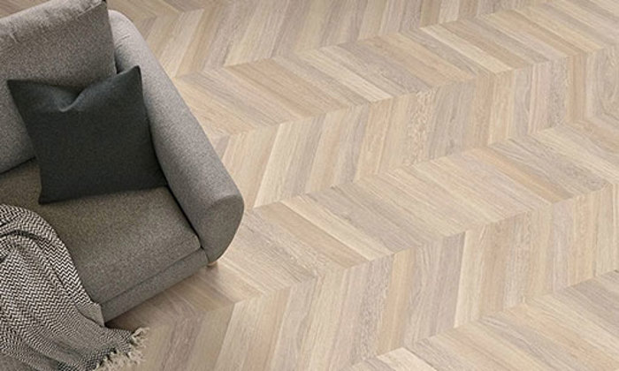 Karndean flooring laid in herringbone pattern