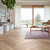 Pale Limed Oak KP94 floors in a herringbone pattern in a living room