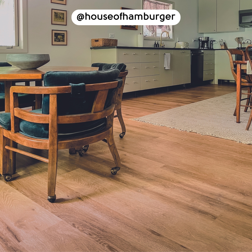 Baltic Limed Oak RKP8111 floors in a rental kitchen; photo credit: @houseofhamburger